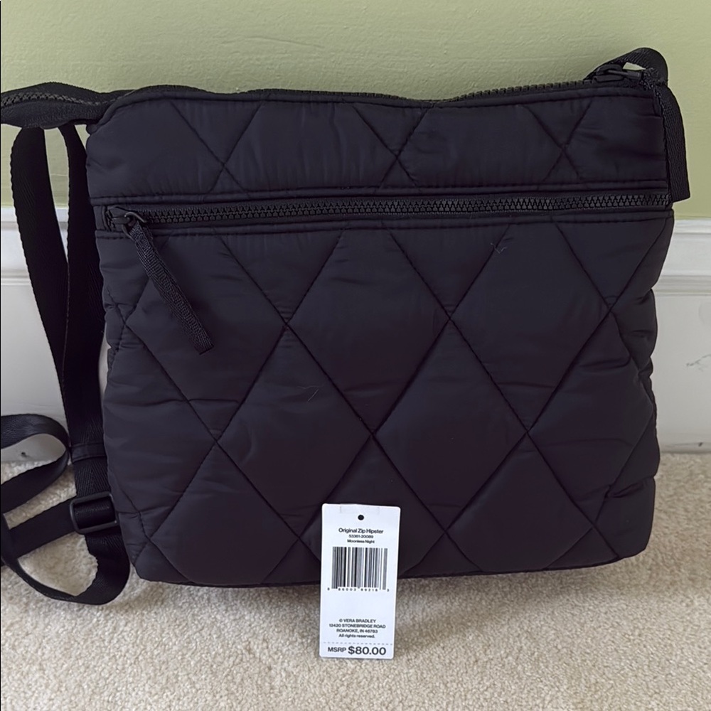 NWT Vera Bradley Black Featherweight Original Hipster Crossbody Bag